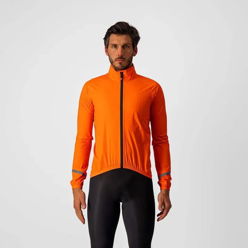 Castelli Emergency Mens Rain Jacket in Orange