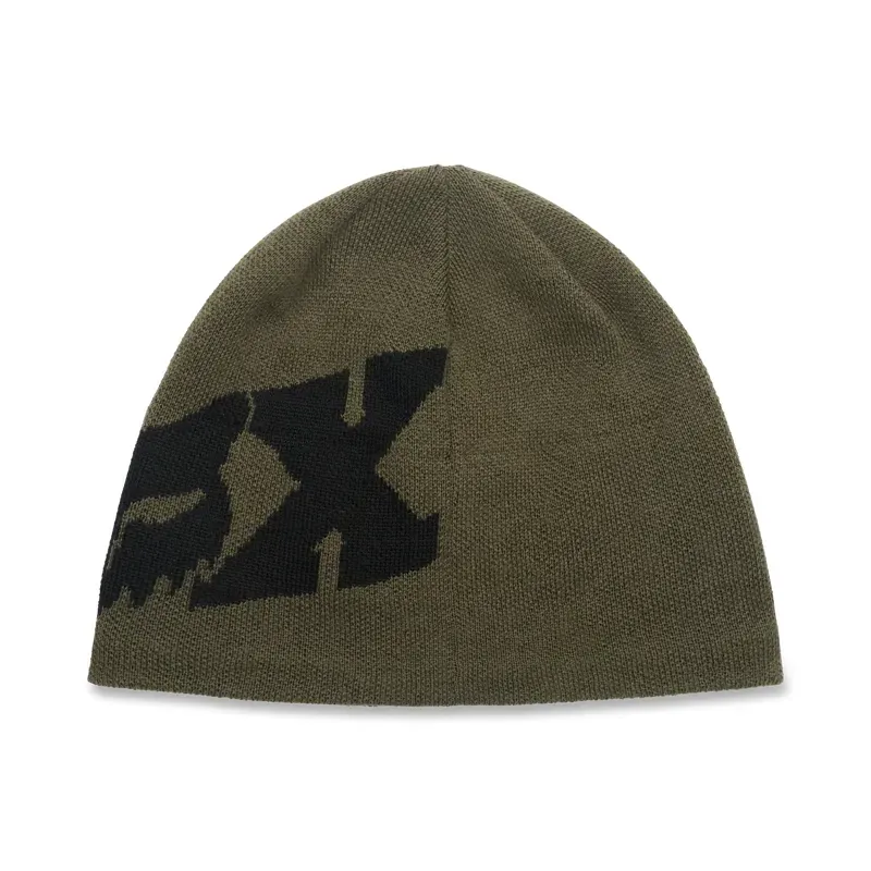 Fox F Head X Jacquard Beanie in Olive Green-1