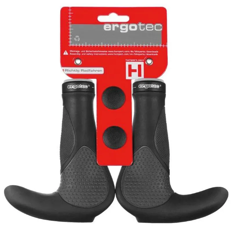 Ergotec OSLO Handlebar Grips With Integrated Bar Ends In Black/Grey