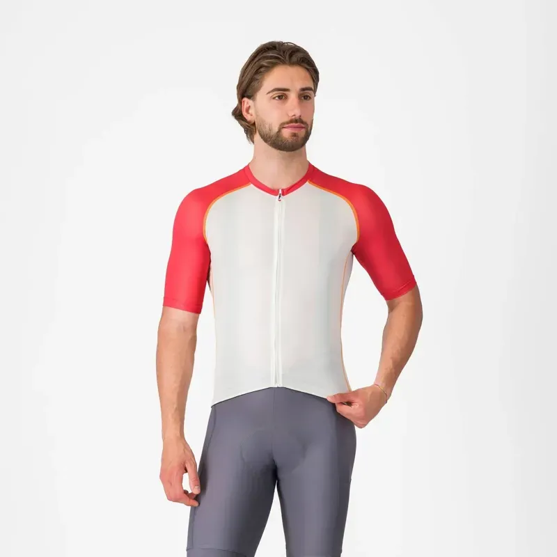 Castelli Unlimited Endurance 3 Jersey in Ivory/Rich Red/Vivid Orange