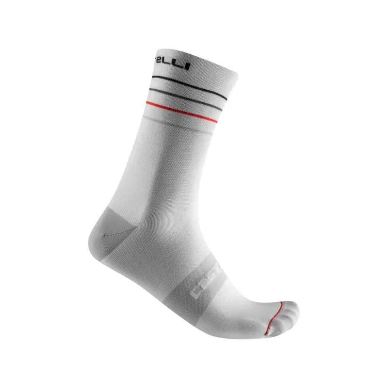 Castelli Endurance 15 Socks in White/Black/Red