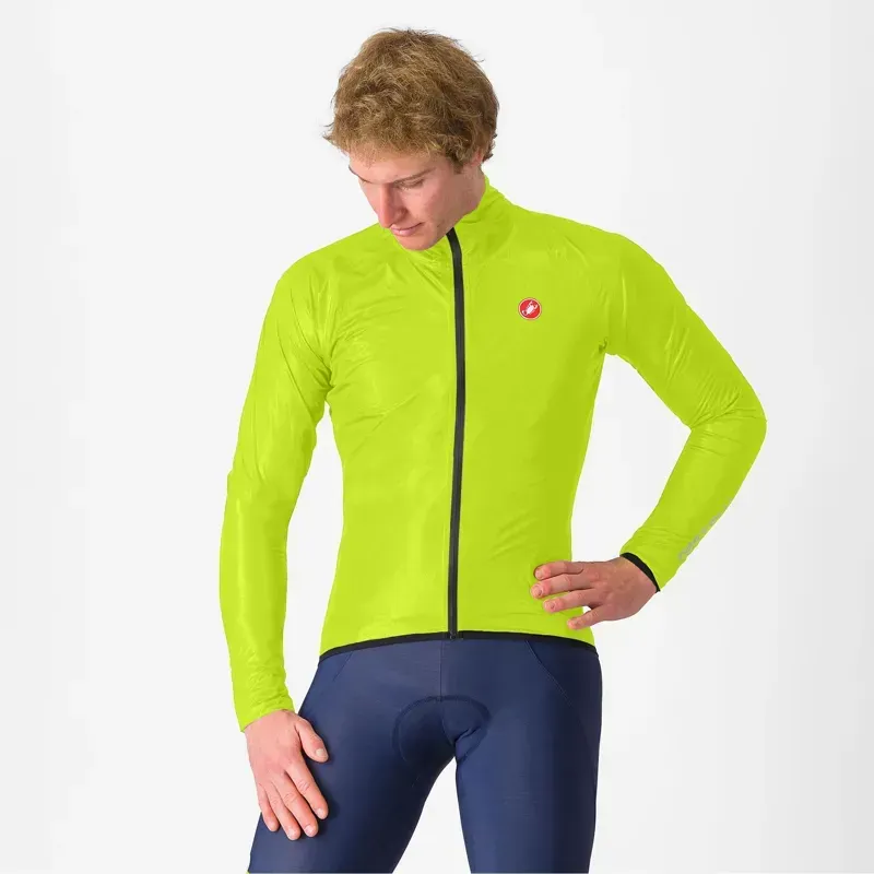 Castelli Squall Shell Men's Jacket In Electric Lime/Black
