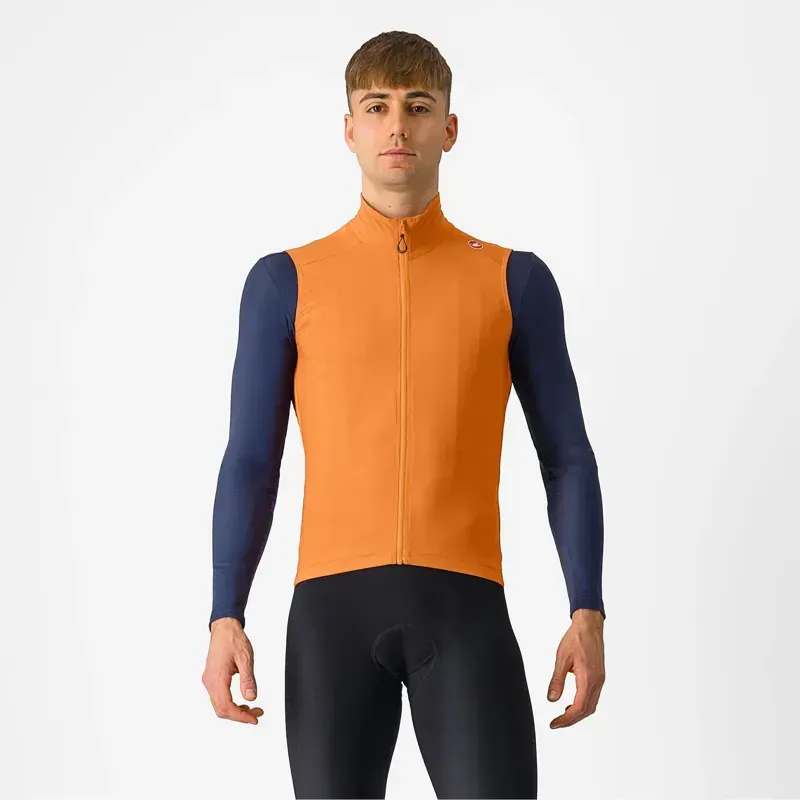 Castelli Espresso Men's Vest In Vivid Orange/Dark Grey