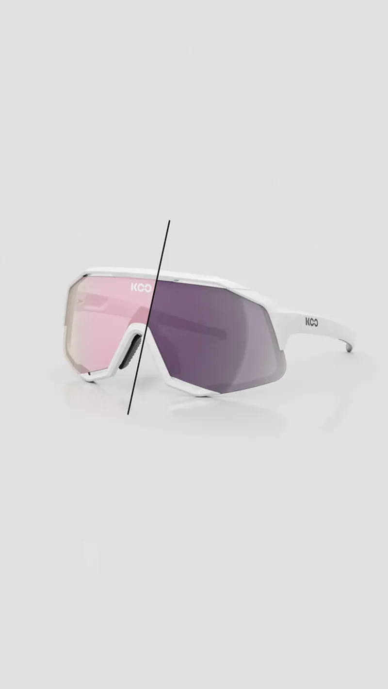 Koo Demos Sunglasses White Frame Photochromic Pink Lens