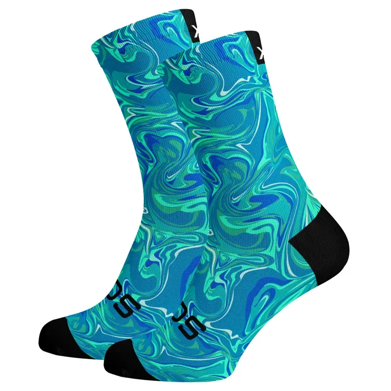 Sox Footwear Marble Colours Premium Crew Socks in Blue