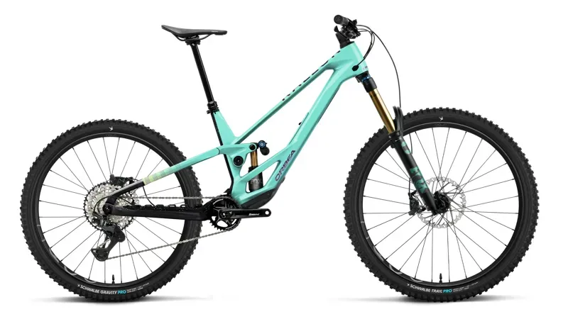 Orbea Rallon E-Team Mountain Bike in Aloha Green - Fantasy Purple Carbon View